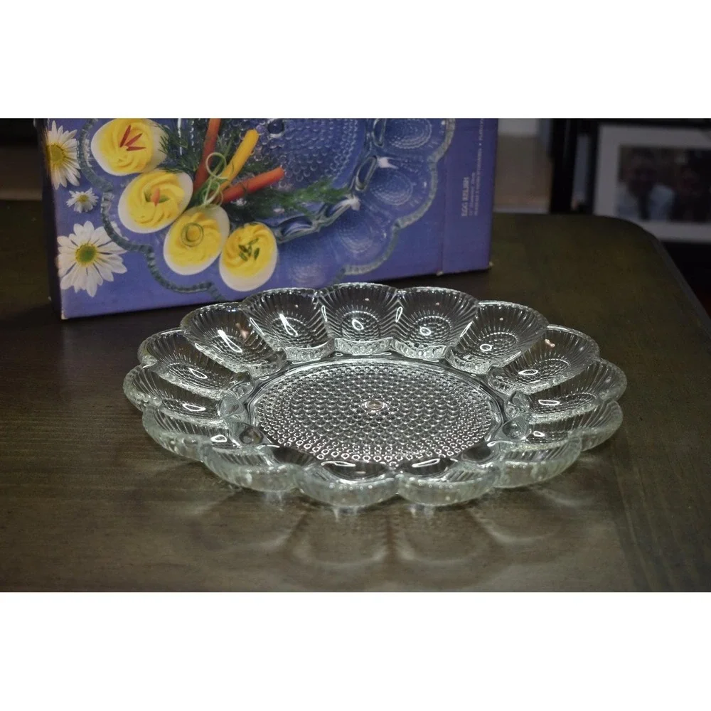 Vintage Indiana‎ Glass Egg Relish Dish: Crystal Collection Tray